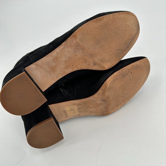 Madewell Black Suede Jada Chunky Block Heel Leather Boho Classic 7.5 Ankle Boot - Picture 8 of 9